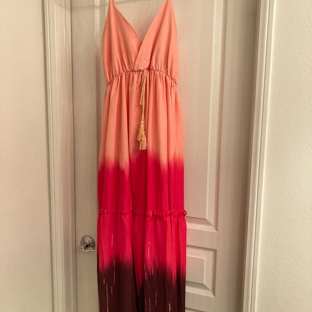 Pink and Red Ombre Maxi Dress